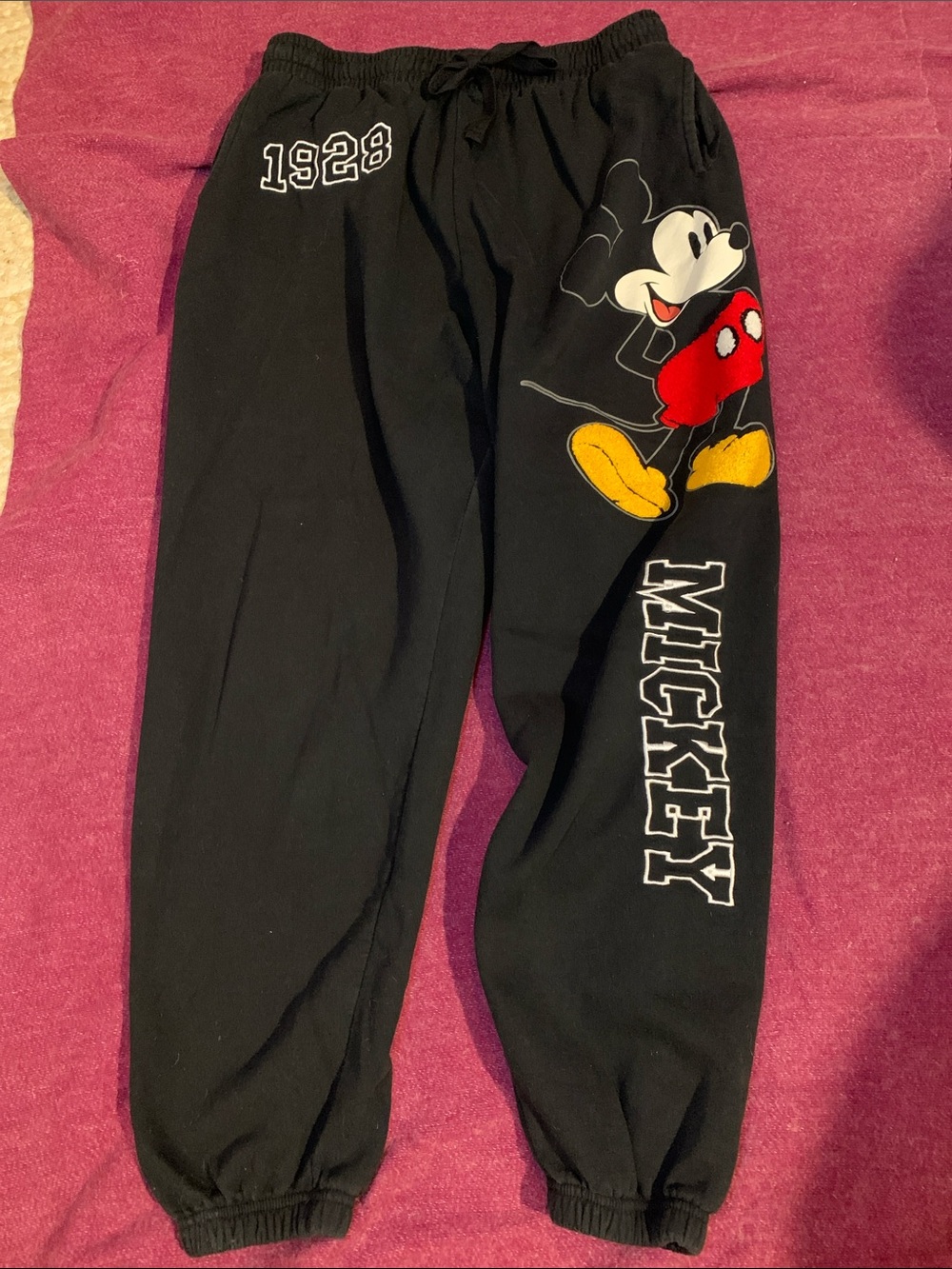Disney Black Jogger Sweatpants with Mickey Graphic - Picture 2 of 11